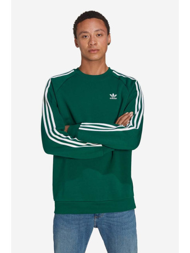 Суичър adidas Originals Adicolor Classics 3-Stripes Crew Sweatshirt в зелено с десен