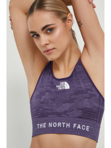 Спортен сутиен The North Face Mountain Athletics в лилаво с десен