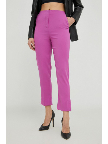 Панталон Patrizia Pepe в лилаво със стандартна кройка, с висока талия