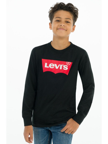 Детска блуза с дълги ръкави Levi's в черно с принт