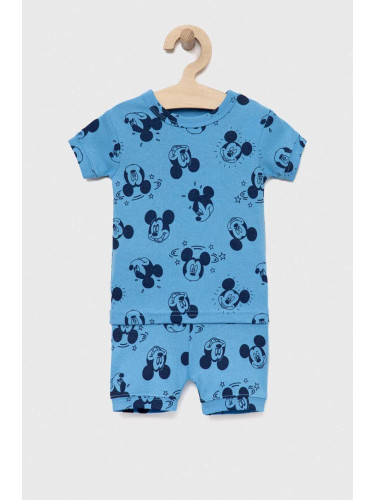 Детска памучна пижама GAP x Disney в синьо с десен