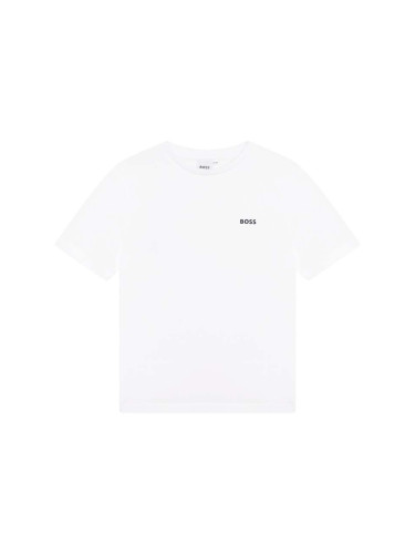 Детска памучна тениска BOSS в бяло с изчистен дизайн