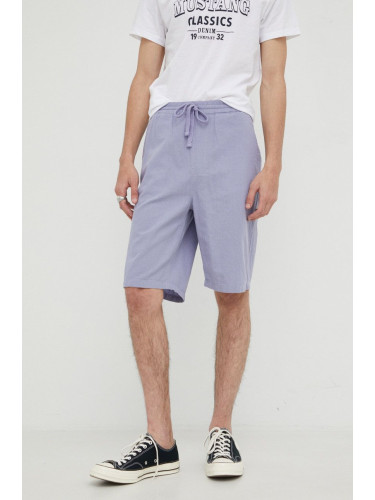 Къс панталон с лен Lee Relaxed Drawstring S Misty Lilac в лилаво