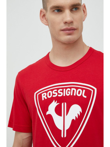 Памучна тениска Rossignol в червено с принт RLKMY04