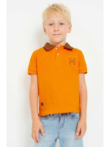 Детска тениска с яка Mayoral в оранжево с принт