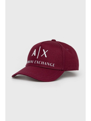 Памучна шапка Armani Exchange в бордо с апликация 954039 CC513 NOS