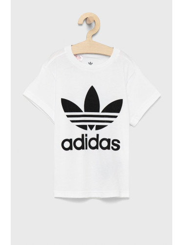 Детска памучна тениска adidas Originals H25246 в бяло с принт