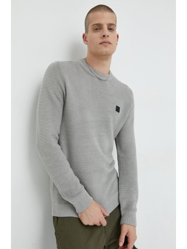 Пуловер Solid мъжки в сиво от лека материя