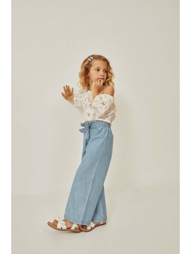 Детски памучен панталон zippy в синьо с изчистен дизайн