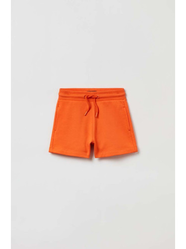 Детски памучен къс панталон OVS в оранжево с изчистен дизайн