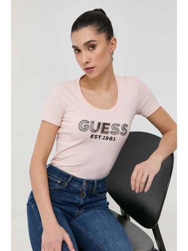 Тениска Guess в розово