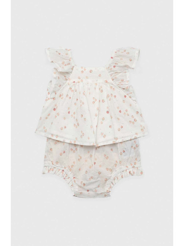 Бебешка памучна рокля GAP в бяло