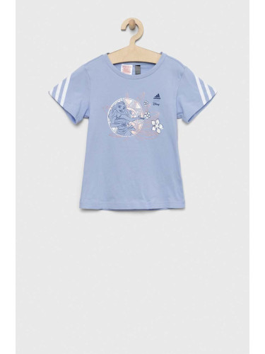 Детска памучна тениска adidas x Disney LG DY MNA в синьо