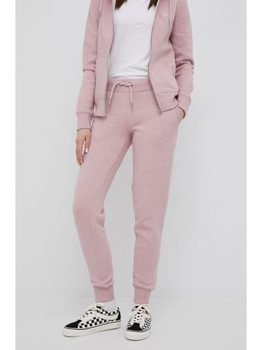 Спортен панталон Superdry дамско в розово с изчистен дизайн