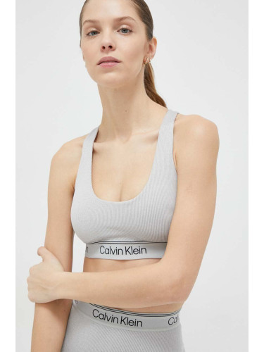 Спортен сутиен Calvin Klein Performance CK Athletic в сиво с изчистен дизайн