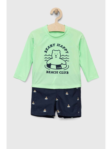 Детски бански комплект - шорти и тениска GAP в зелено