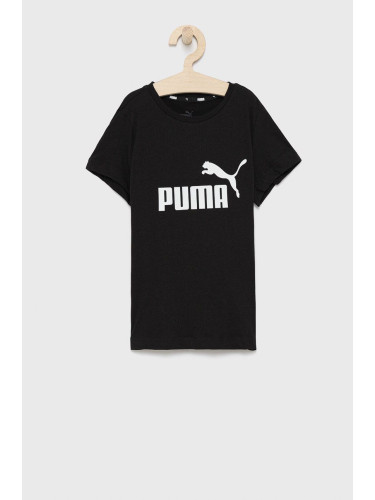 Детска памучна тениска Puma 587029 в черно