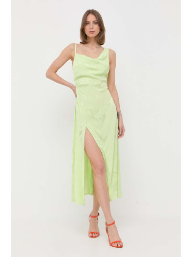 Рокля For Love & Lemons Ilana в зелено среднодълъг модел с кройка по тялото