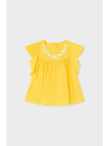 Бебешка памучна блуза Mayoral в жълто с изчистен дизайн