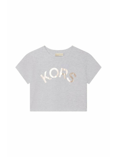 Детска памучна тениска Michael Kors в сиво