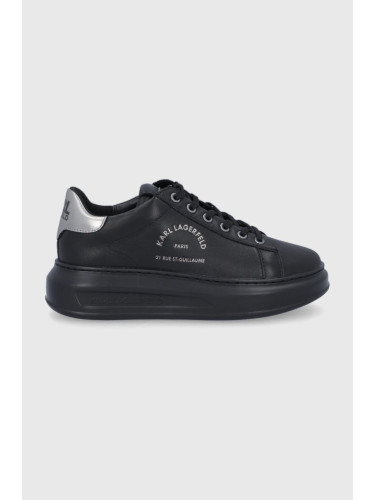 Кожени обувки Karl Lagerfeld KAPRI в черно с платформа KL62538