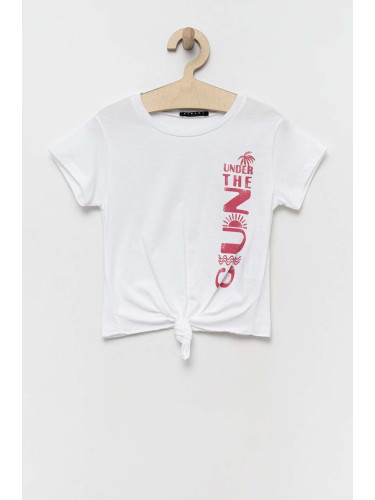Детска памучна тениска Sisley в бяло