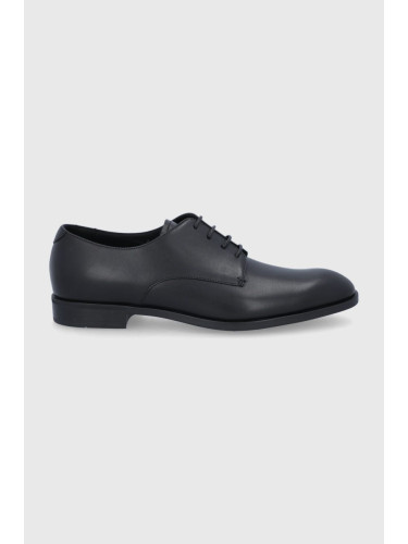 Кожени половинки обувки Emporio Armani мъжки в черно