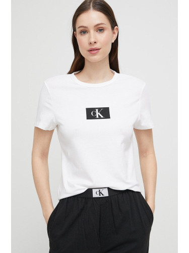 Горнище на пижама с къси ръкави Calvin Klein Underwear в бяло 000QS6945E