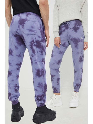 Спортен панталон Converse унисекс в лилаво с десен