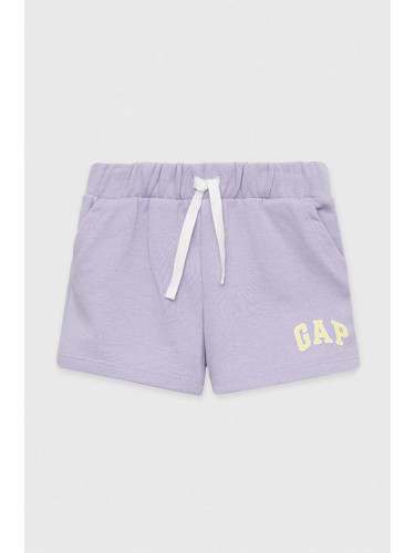 Детски къси панталони GAP в лилаво с принт с регулируема талия