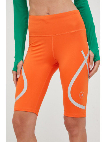 Къс панталон за бягане adidas by Stella McCartney в оранжево с принт с висока талия
