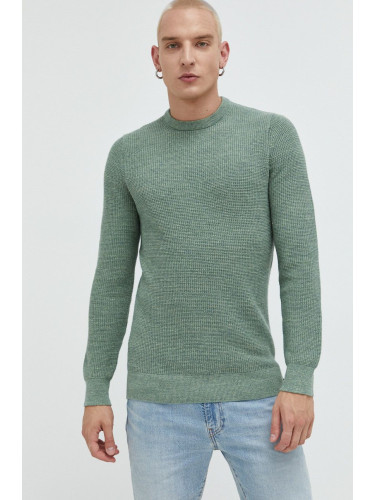 Памучен пуловер Superdry мъжки в зелено