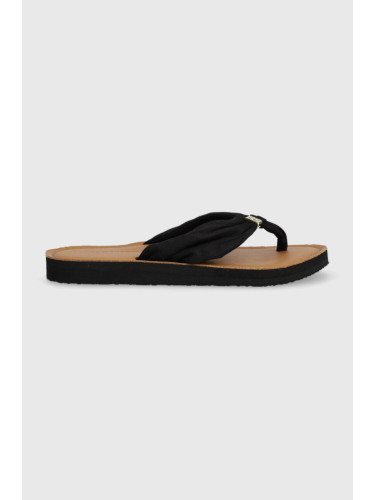 Джапанки Tommy Hilfiger TH ELEVATED BEACH SANDAL в черно с равна подметка FW0FW06985