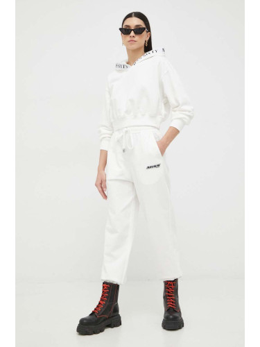 Памучен спортен панталон Miss Sixty в бяло с апликация