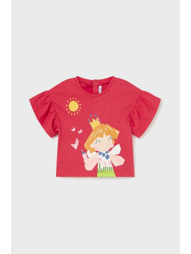 Бебешка памучна тениска Mayoral в червено