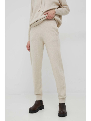 Спортен панталон с вълна Calvin Klein в бежово с изчистен дизайн