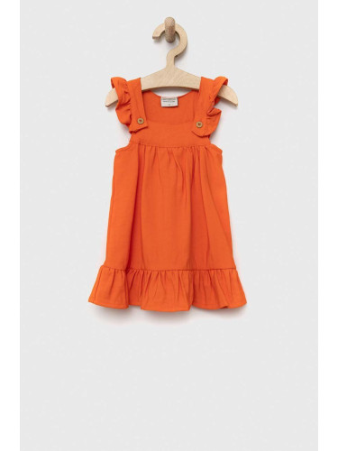 Бебешка рокля Birba&Trybeyond в оранжево къс модел със стандартна кройка