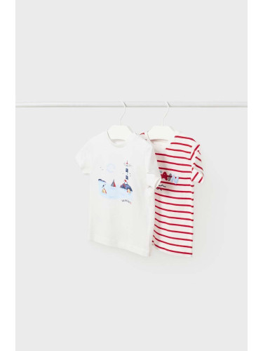 Бебешка памучна тениска Mayoral в бяло с десен