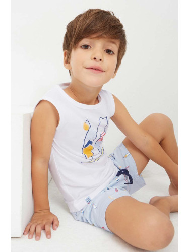 Детска памучна пижама Mayoral в тъмносиньо с принт