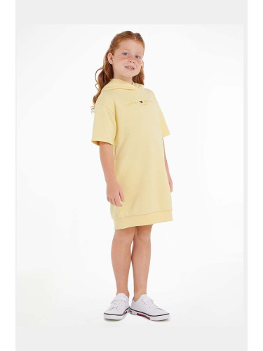 Детска рокля Tommy Hilfiger в жълто къс модел със стандартна кройка