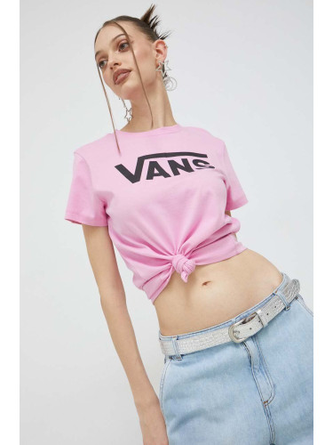 Памучна тениска Vans в лилаво