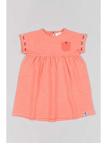 Бебешка памучна рокля zippy в оранжево къс модел с уголемена кройка