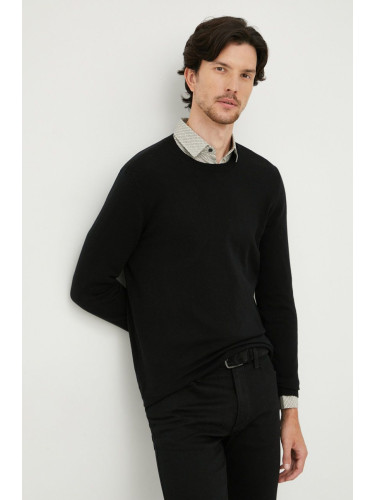 Пуловер Sisley мъжки в черно от лека материя