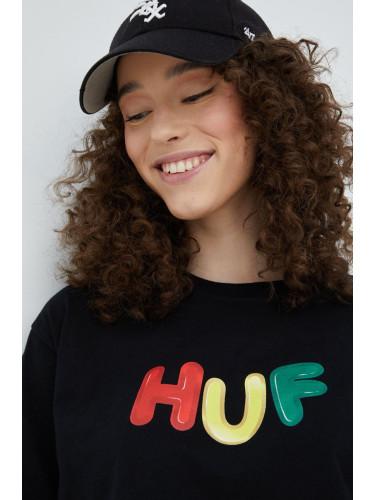 Памучна тениска HUF в черно