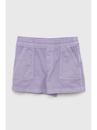 Детски дънков къс панталон GAP в лилаво с изчистен дизайн