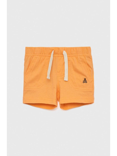 Детски памучен къс панталон GAP в оранжево с изчистен дизайн