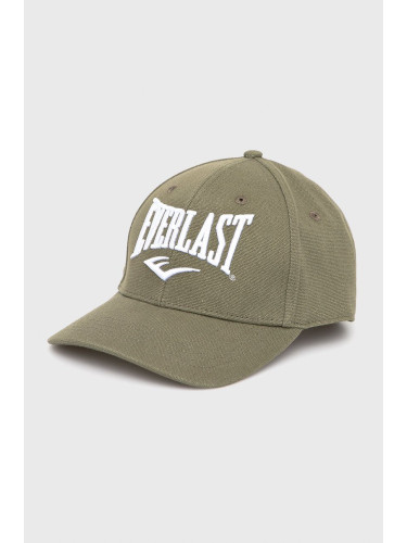 Памучна шапка Everlast в зелено с апликация