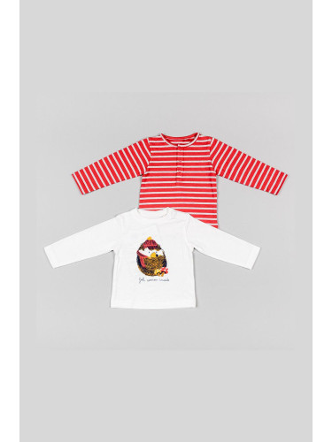 Детска блуза с дълги ръкави zippy 2 чифта в червено