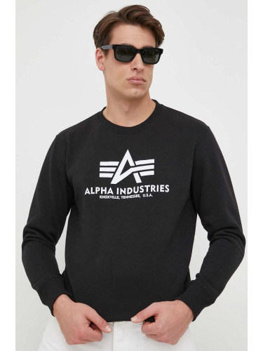 Суичър Alpha Industries Basic Sweater в черно с принт 178302.03