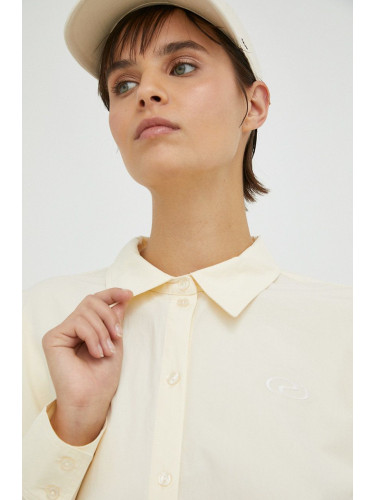Памучна риза Résumé дамска в бежово със свободна кройка с класическа яка